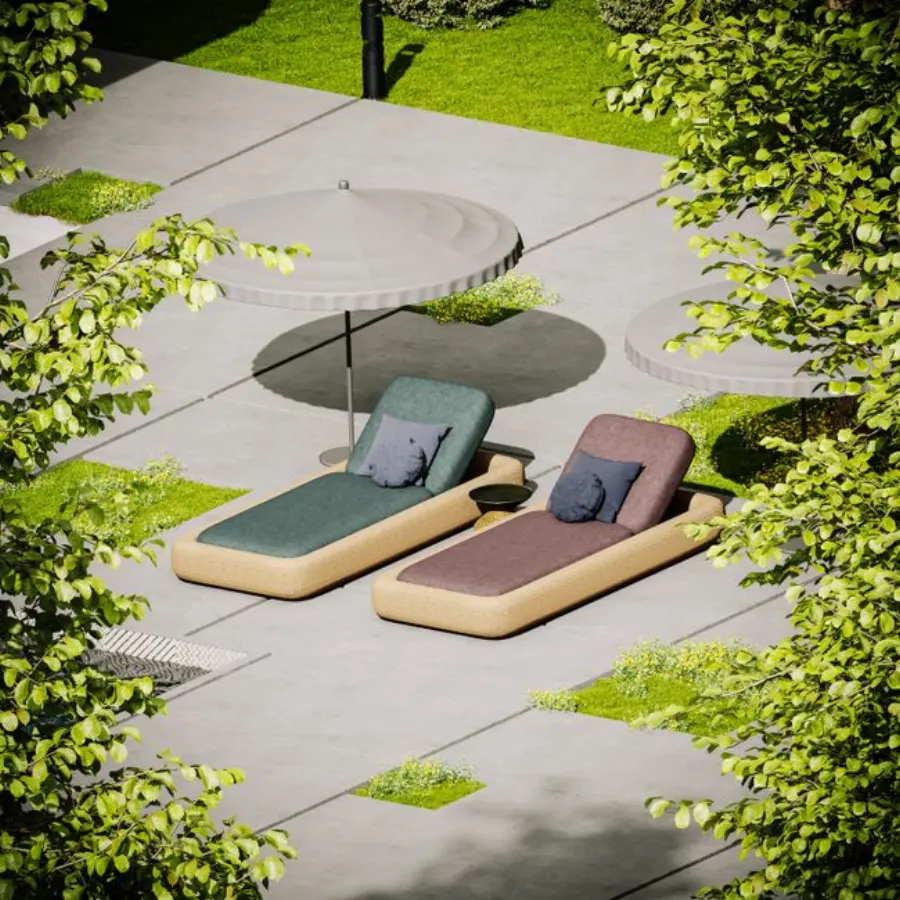 Chaise longue Sieste en teck